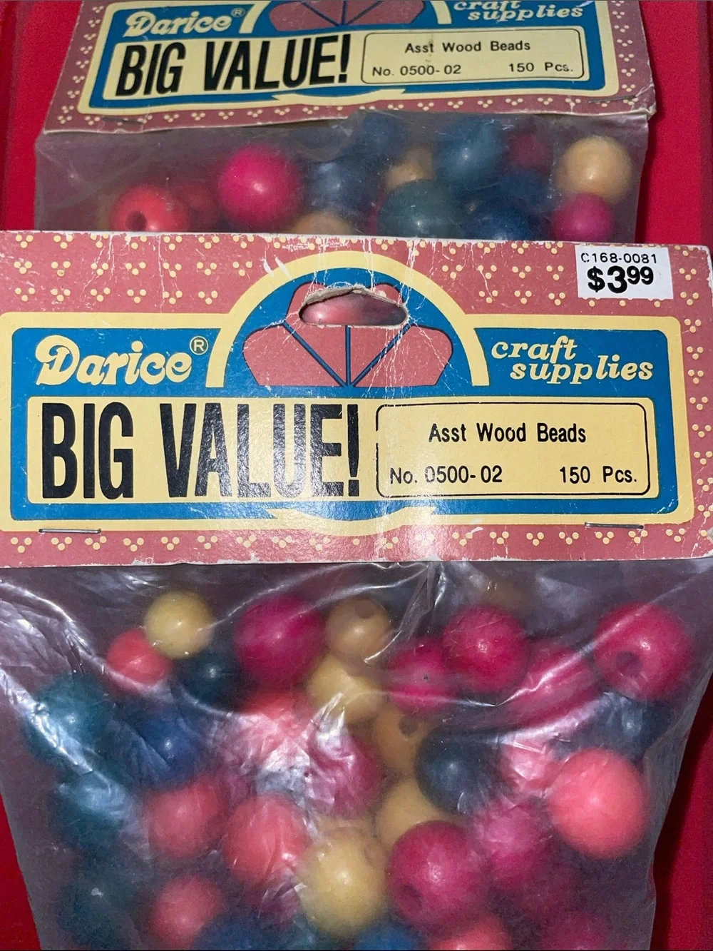 Darice Assorted Wood Beads 150 pcs. - Pink, Blue, Yellow